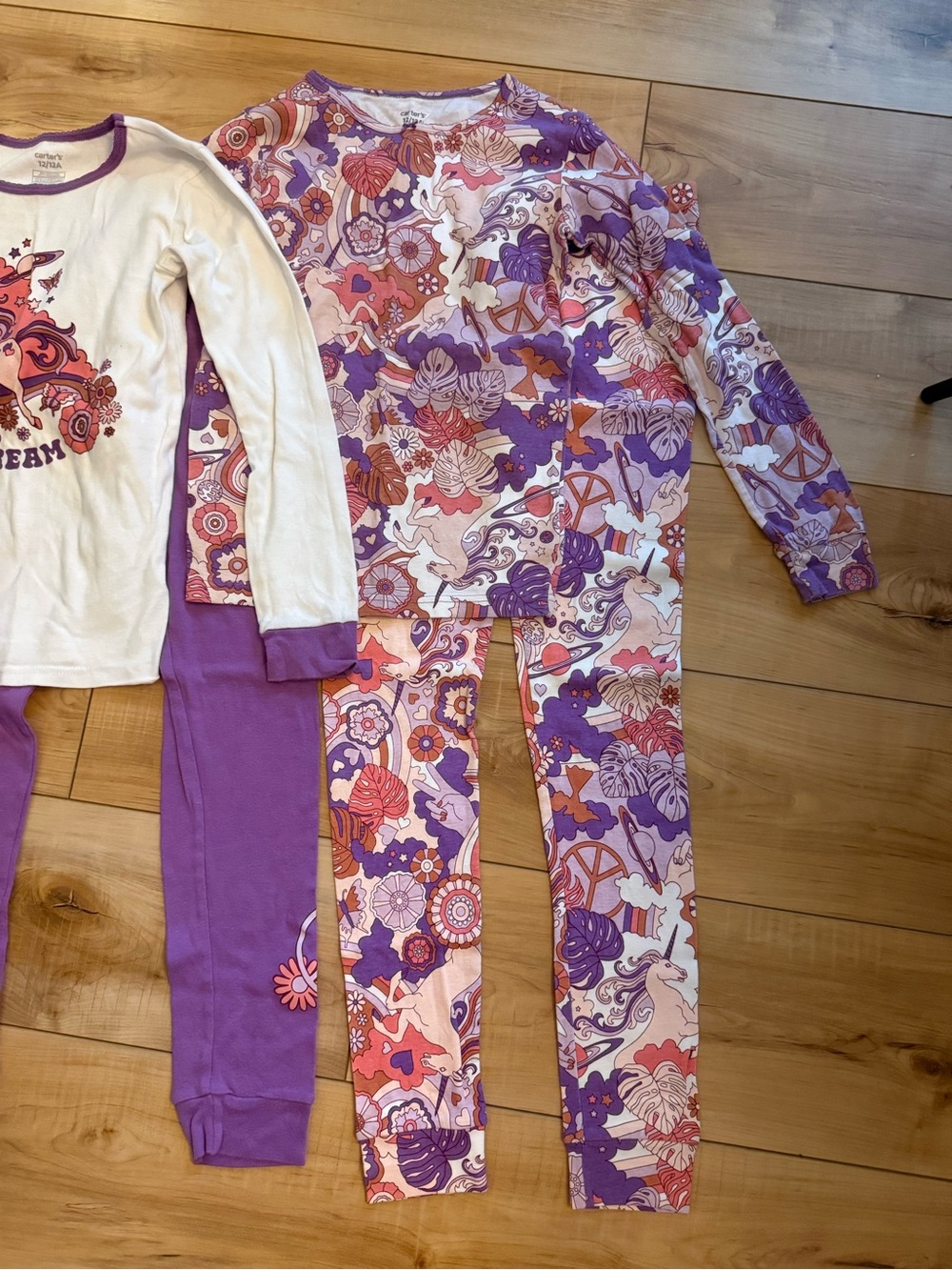 Carter's Purple and Cream Unicorn Pajama Set - 2 Pack - Picture 4 of 12